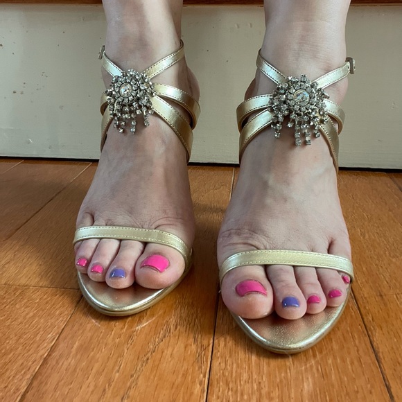 Aldo Gold Rhinestone Jeweled Stiletto - Size 6.5 - Picture 4 of 11